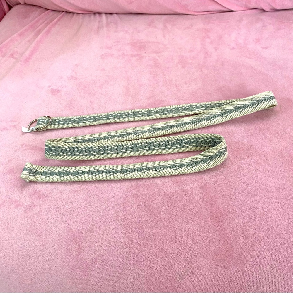 Cool Thread Belt Simple Minimalistic Ivory and Grey Multi Use Zig Zag Stripe 14